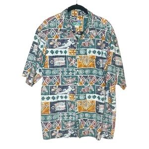 REYN‎ SPOONER Vintage Multicolor Batik Print Button Down Shirt
